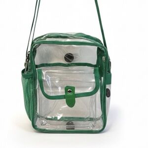 New-Clear Transparent Hunter Green Stadium Security Crossbody Bag